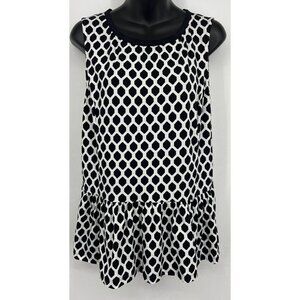 Banana Republic Women Black White Peplum Top Blouse Size Large L Scoop Neck New